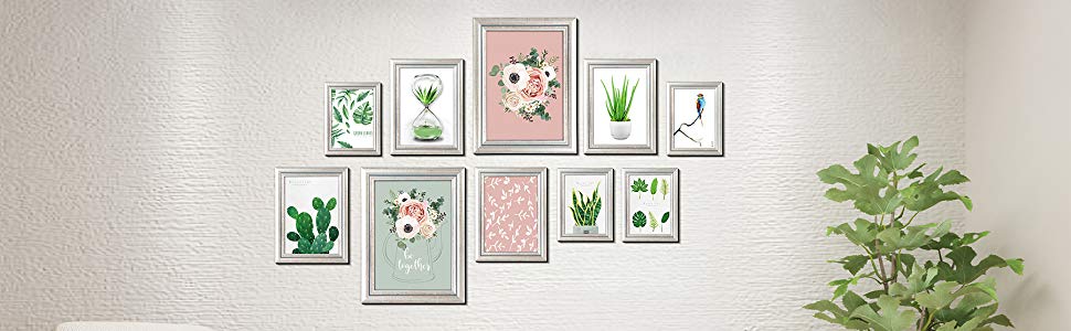 WOLTU Cornice Per Foto 21x29.7cm A4 In Legno E Vetro Porta Foto Da Parete Tavolo Naturale 11 cornici