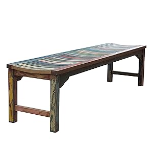 Amazon Com Backless Dining Bench Made From Recycled Teak Wood
