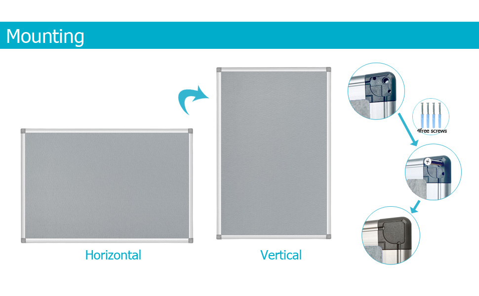 Bulletin Board 36 x 48 Inches Felt Board Gray Pin Message