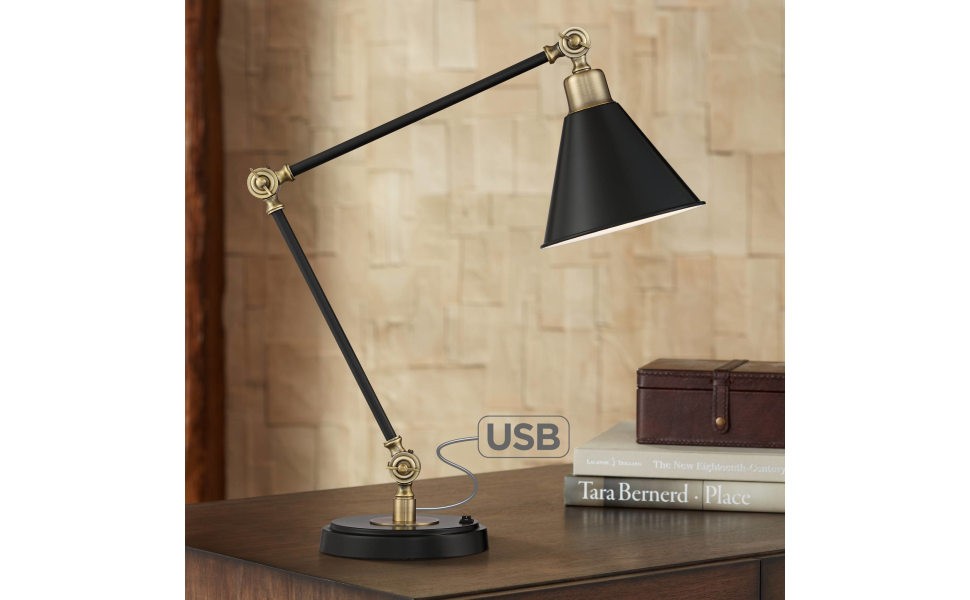 Wray Modern Adjustable Desk Lamp 26 3/4" High with USB Charging Port