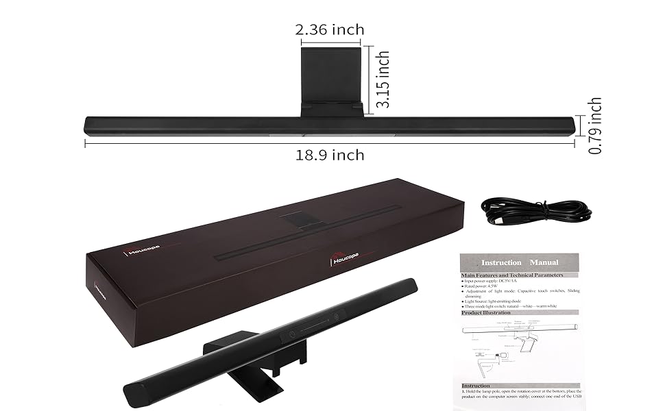 Houcopa Computer Monitor Light Bar, Screen Light Bar e