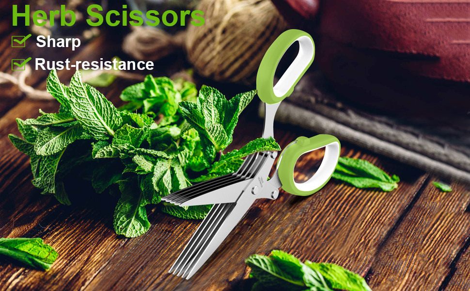POROMI Herb Scissors Set Cool Kitchen Gadgets for Cutting