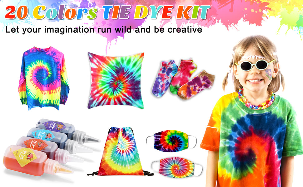 Emooqi 170PCS Tie Dye Kit, Fabric Textile Paint with Tie Dye Powders