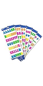 BAZIC 1" Multicolor Alphabet Numbers Sticker