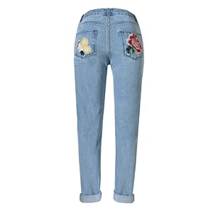 Amazon | [BET&FIT] レディースジーンズ3D立体刺繍バラの女性の