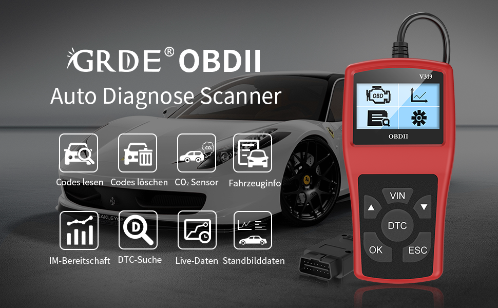 OBD2 Diagnosegerät Auto Fahrzeug Fehlercodeleser OBD II Diagnose ...