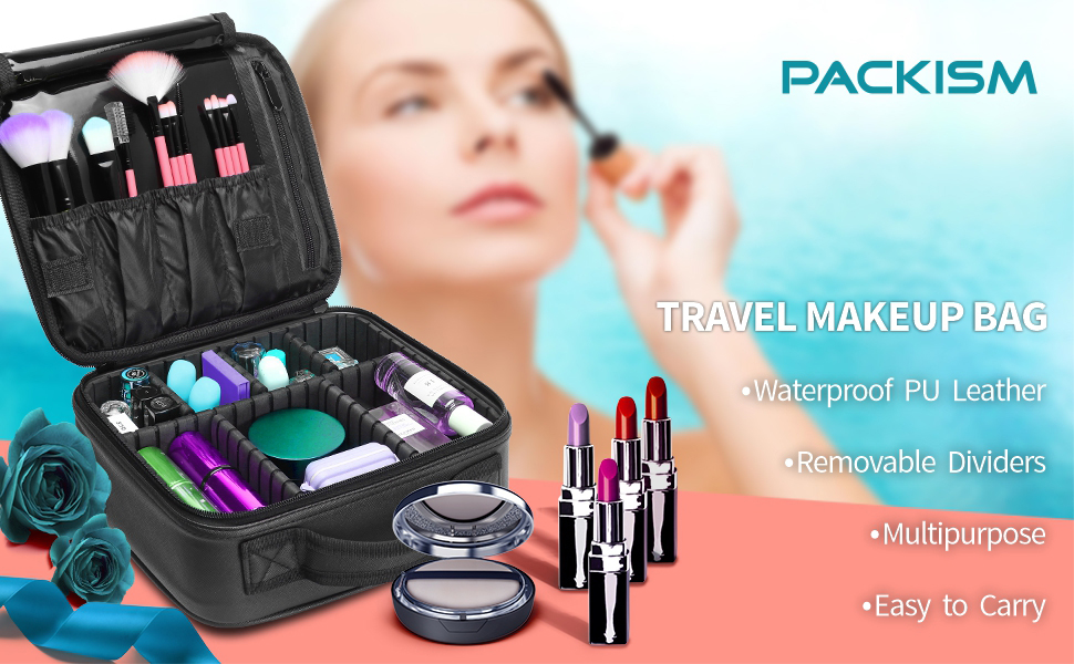 Makeup Bag, Packism Professional Makeup Train Case Waterproof Travel Cosmetic Bag