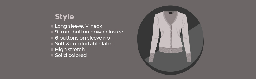 Women's Long Sleeve Button Down V-Neck Knit Cardigan Style