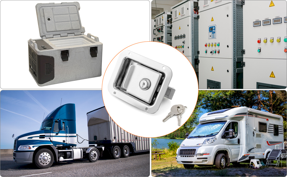 QWORK Travel Trailer Lock, 4 Pack, Stainless Steel Flush Mount Handle