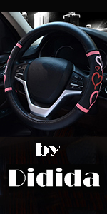 black heart love steering wheel cover pu leather