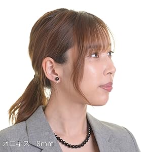 Amazon.co.jp: 日本製ブラックオニキスピアス 8mm丸珠 チタン