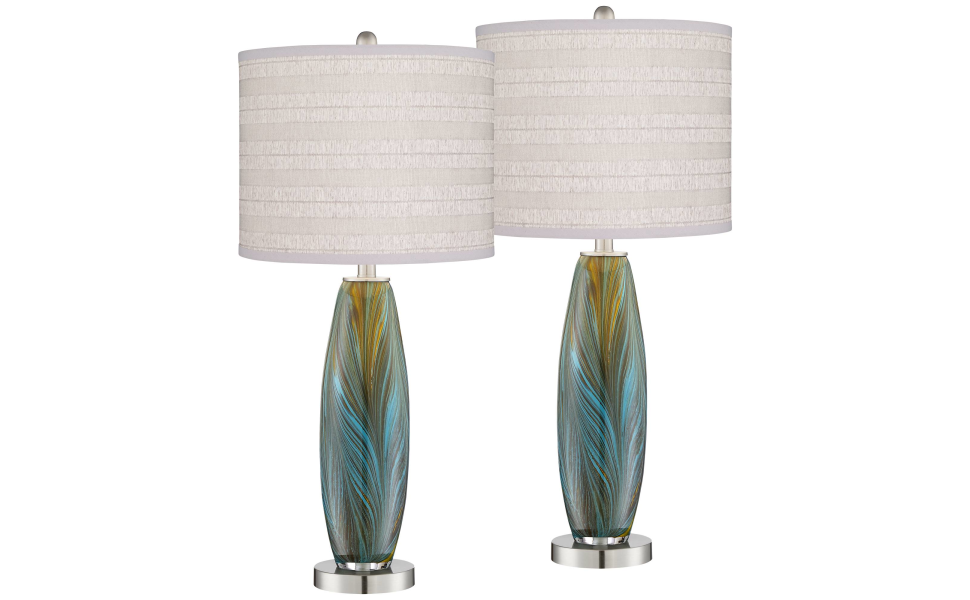 360 Lighting Azure Modern Table Lamps Set of 2 29 1/2" Tall Blue Brown