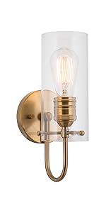 Kira Home Inara wall sconce warm brass gold vintage retro modern classic beautiful simple mini glass