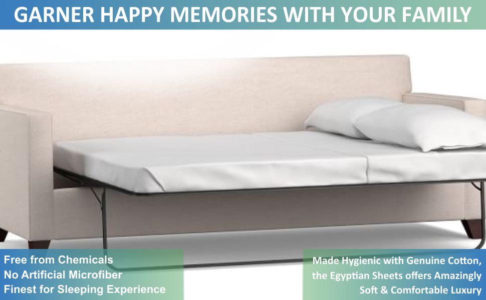 PLUSHY COMFORT Luxury Queen Sleeper Sofa Sheet Set,100 Egyptian Cotton