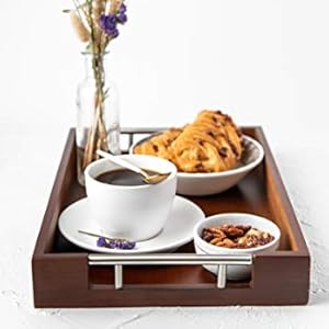 bamboo serving tray food set eating large decorative tiered outdoor indoor modern farmhouse ottoman