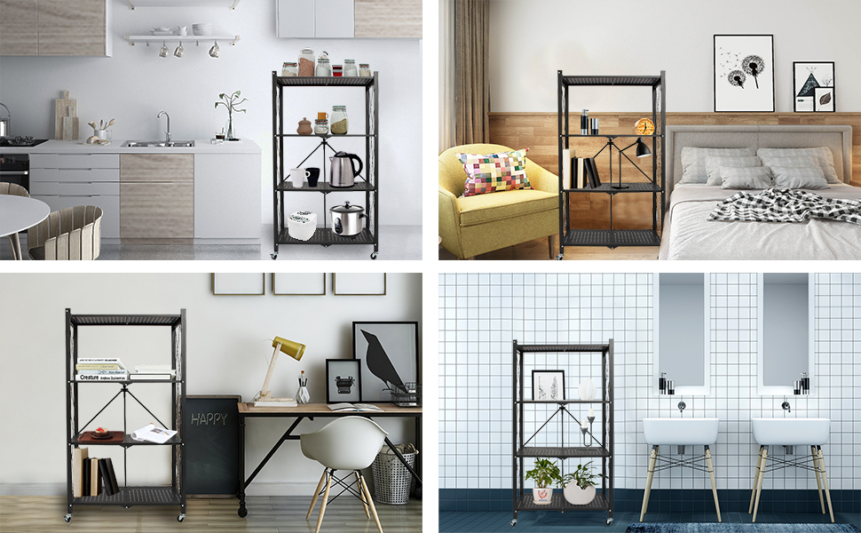 Todeco - Faltbares Lagerregal, Metallregal mit Rädern, Lagerregal