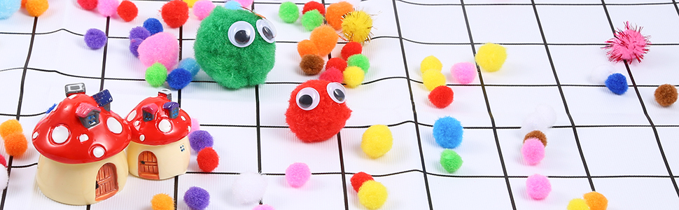 craft pom poms assorted sizes