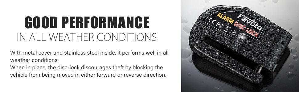 Favoto Alarm Disc Lock, 3 Keys and 18 Batteries (5-Year