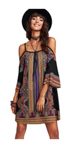 Kimono Sleeve Geometric Tunic Dress