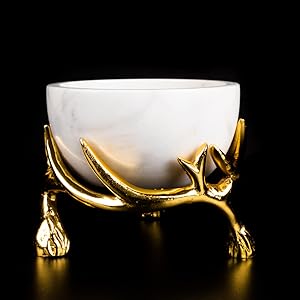 Marble Serving Bowl With Antler Stand