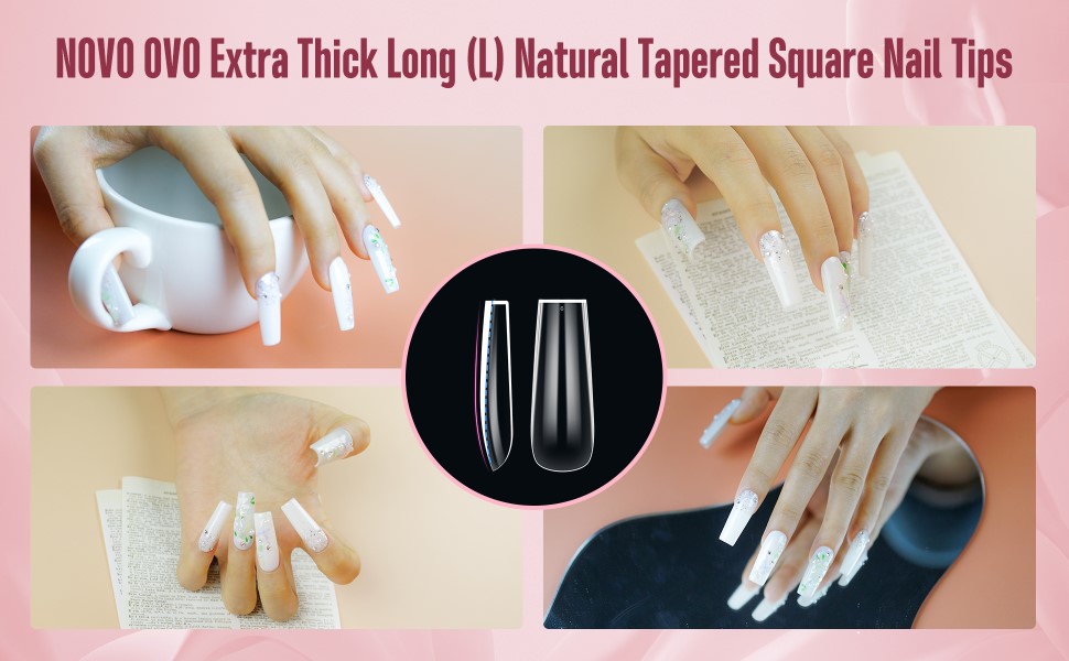 Extra thick L natural tapered square nail tips