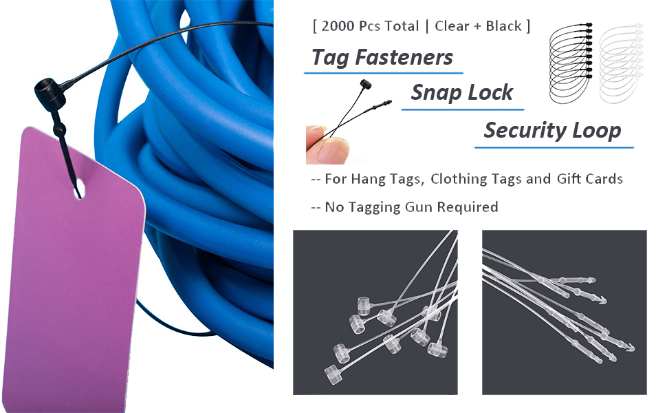 [ Plastic Tags Loop Pins 2000 Pcs Total Clear + Black