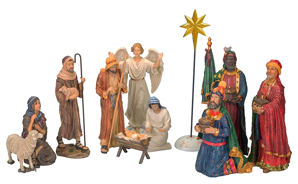 Set of 11 Nativity Figurines with Real Gold 10 inch Scale Amazon.ca