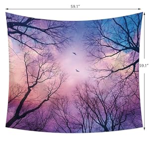 Forest Sunset Tapestry Colorful Nature Landscape Tapestry Bohemian Hippie Forest Tree Tapestry