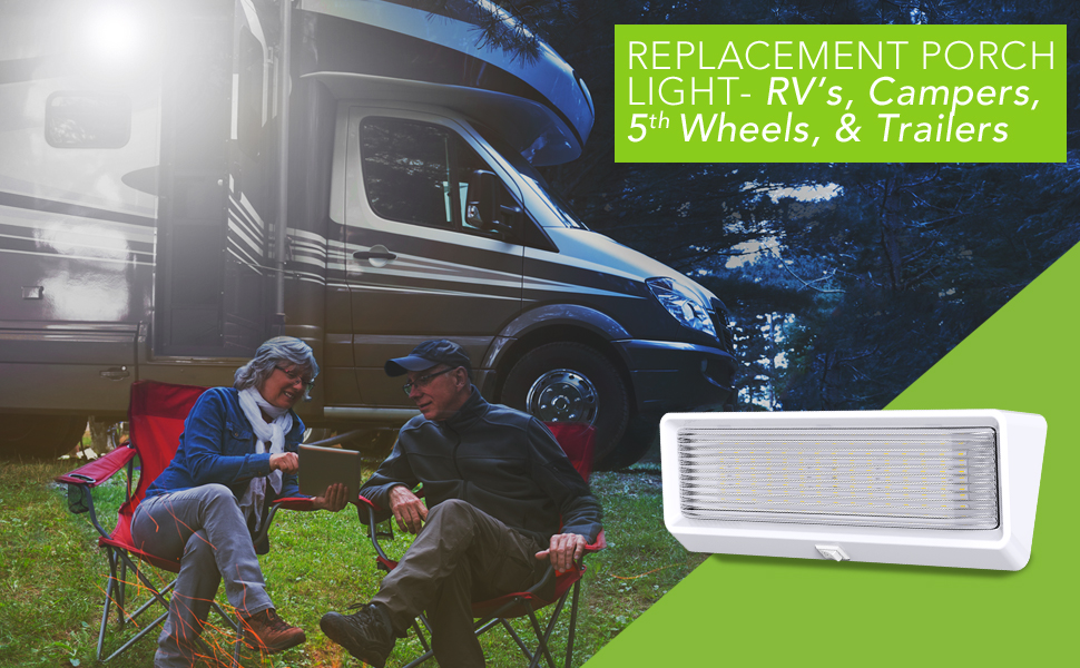 Leisure LED 2 Pack RV Exterior Porch Utility Light with Switch XL 12v