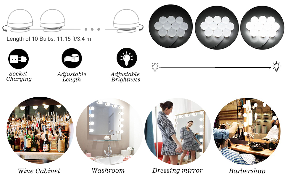 inShareplus SolarLang Hollywood DIY LED Vanity Lights Strip Kit with 14