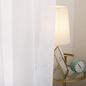 Deconovo Tende Soggiorno Moderne Trasparenti In Voile 2 Pezzi 132x160 Cm (LxA) - Bianco 15 Tende trasparenti