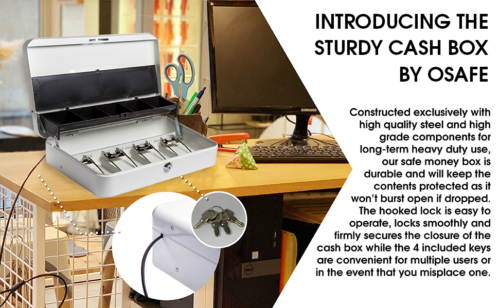 Cash Box by OSAFE (White) Office Products