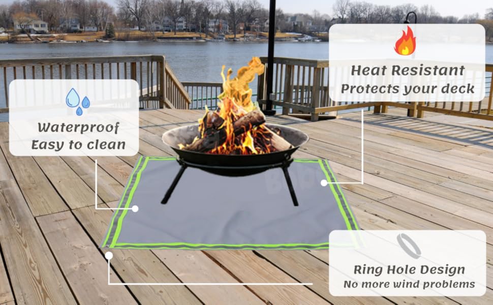 Bobocawa Fire Pit Mat for Deck Fire Mat fpr Fire Pit