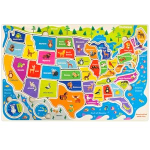 Kids Boys Girls 2 3 4 5 Years toy Age toddler old Large Wooden toys usa world map Puzzles Toddlers