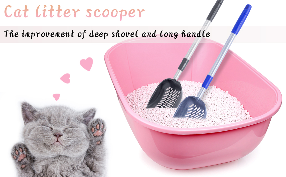 Cat Litter Scooper, Adjustable Metal Telescoping Long
