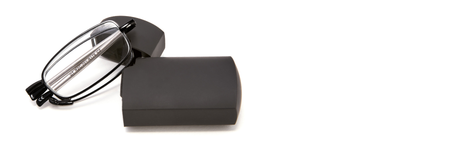 introducing double takes 2 pairs of slim mini foldable pocket readers with hard travel case