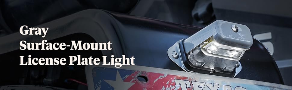 Gray Surface-Mount License Plate Light Installed on Trailer.