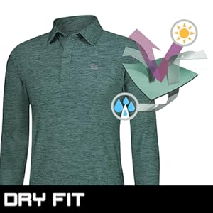 Three Sixty Six Men's Dry Fit Long Sleeve Polo Golf Shirt