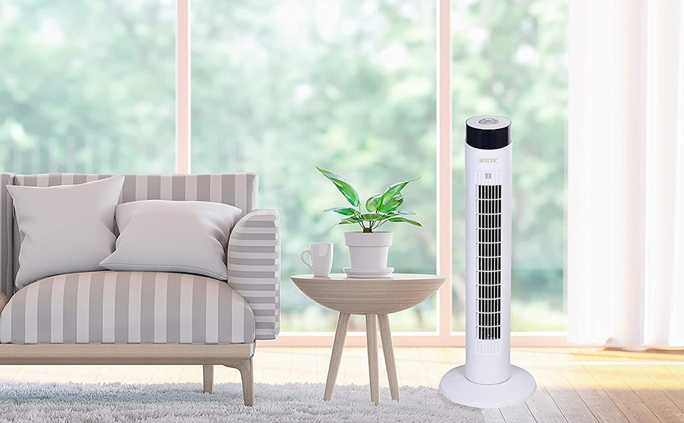 MYLEK Tower Fan 34 Inch Oscillating Bladeless Floor Standing Cooler