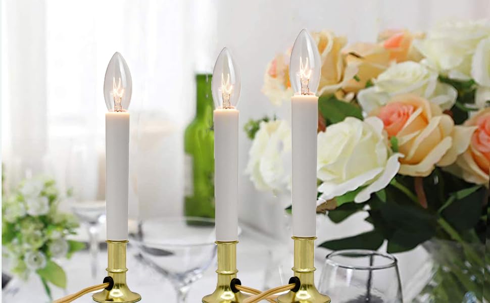 Goothy Electric Window Candles Lights with Golden Plated