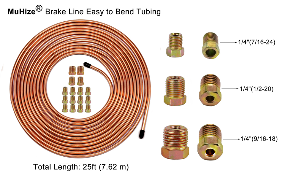 MuHize 1/4" Tubing Kit 25 Ft. of 1/4 Flexible Copper