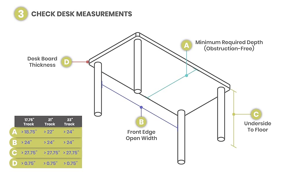 FERSGO Under Desk Keyboard Tray, 20" x 11" Tray, 23" Track , Easy To