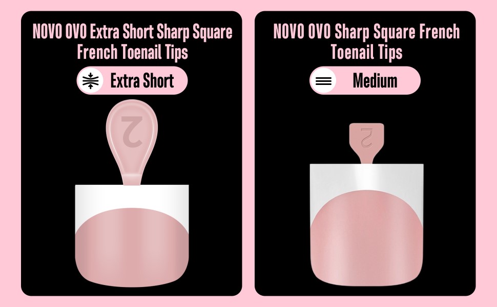 Extra Short Sharp Square French Toenail Tips
