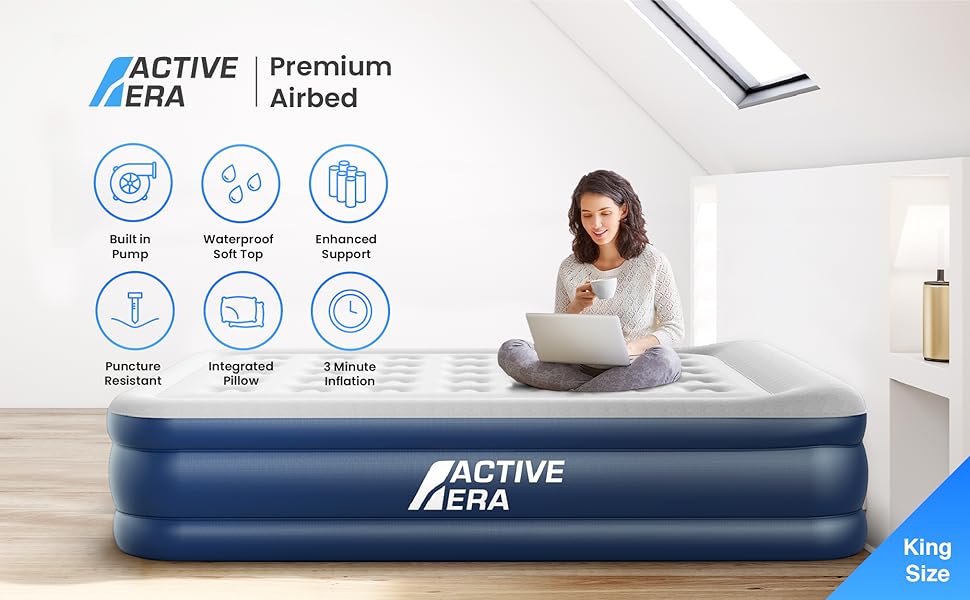 Active Era Air Bed Premium King Size Inflatable Mattress with a Built