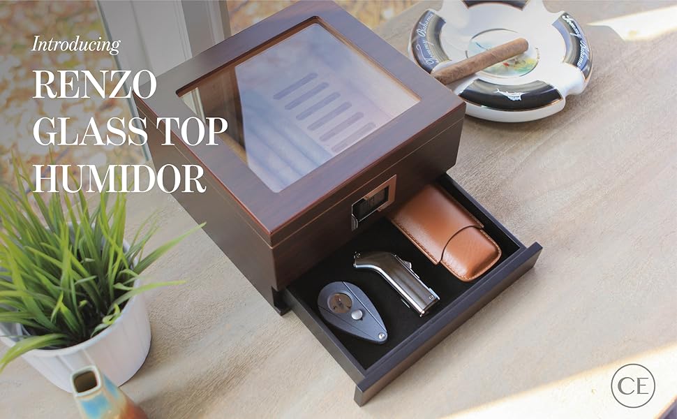 Amazon Com Glass Top Handcrafted Cedar Humidor With Front Digital