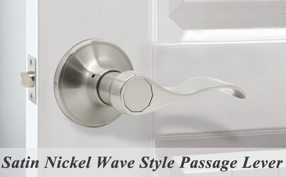 3 Pack Satin Nickel Passage Door Levers Heavy Duty Door Handle Sets for