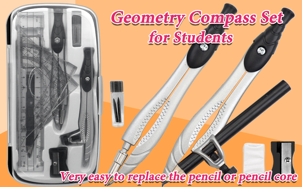 Geometry Compasses Akuoly Math Set for Students, 2 Drafting Compasses