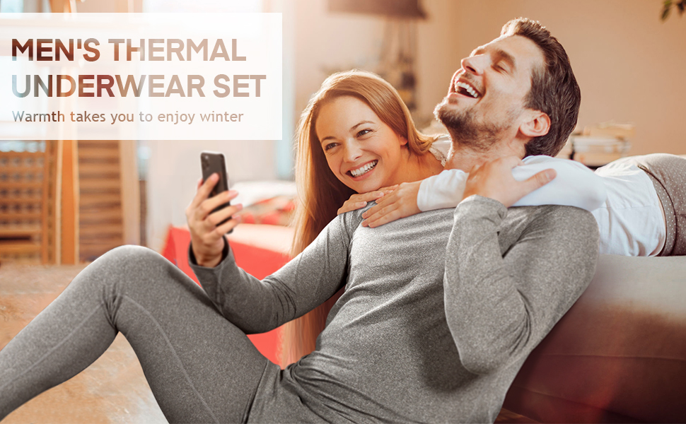 Roadbox Thermal Underwear for Men Fleece Lined Long Johns Winter Warm