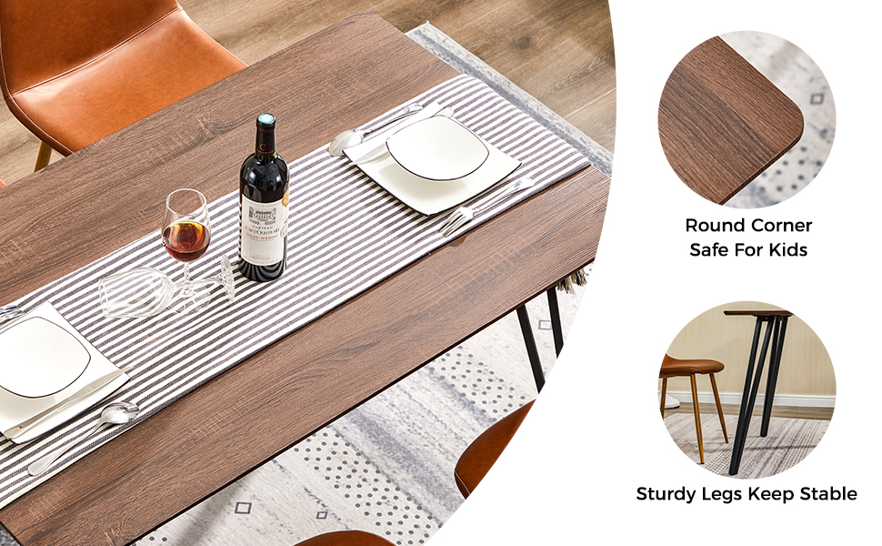 Natural wood dining table with black legs Amazon.com - GreenForest Dining Table 47inch Farmhouse Kitchen Room