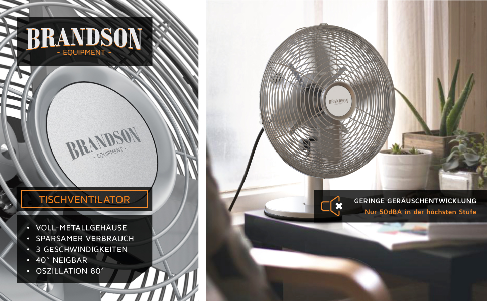 Tischventilator Design Retro - Ventilator mit 3 Geschwindigkeitsstufen - mobiler Lüfter